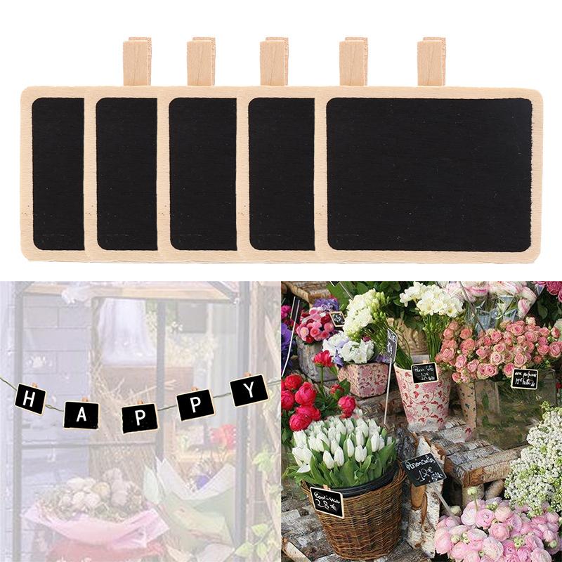 10Pcs Mini Wooden Blackboard Clip Message Note Board Home Store Decoration