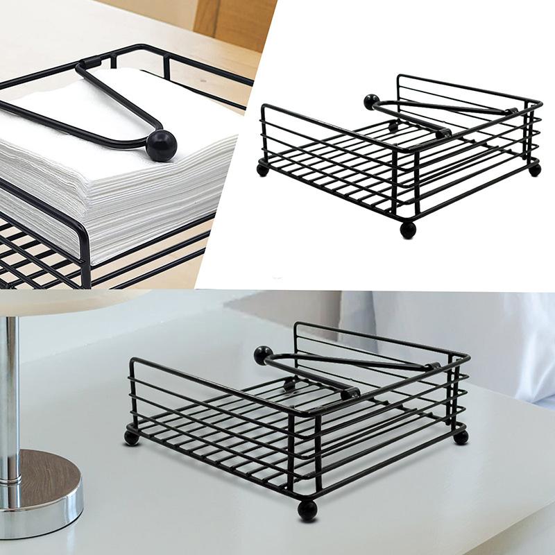 Metal Napkin Holder Square Flat Tissue Organizer Desktop Paper Dispenser Napkin Rack for Restaurants Cocktail Cookouts Bar Decor