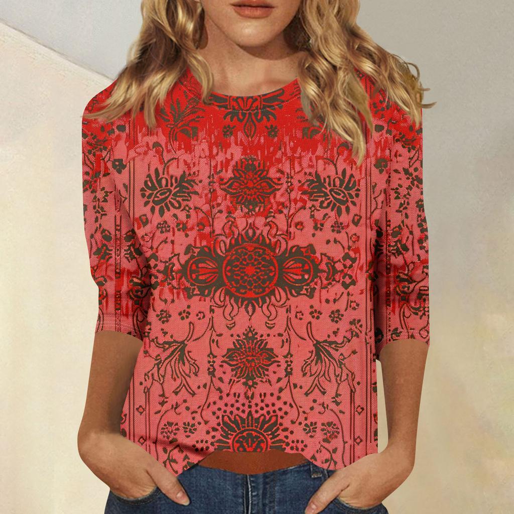 Damen 3/4-Ärmel Shirts Grafik-T-Shirts Shirts Lässige Basic-Tops Pullover