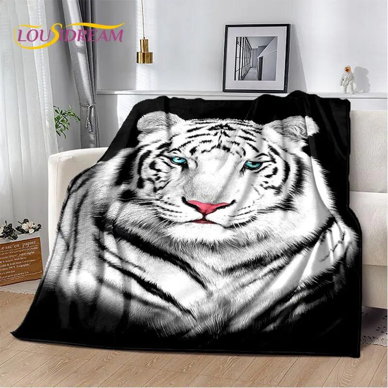 3D-Cartoon-Tiger, Wolf, Löwe, Leopard, Tier, Plüschdecke, Flanelldecke, Überwurf, Decke für Wohnzimmer, Schlafzimmer, Bett, Sofa, Picknick