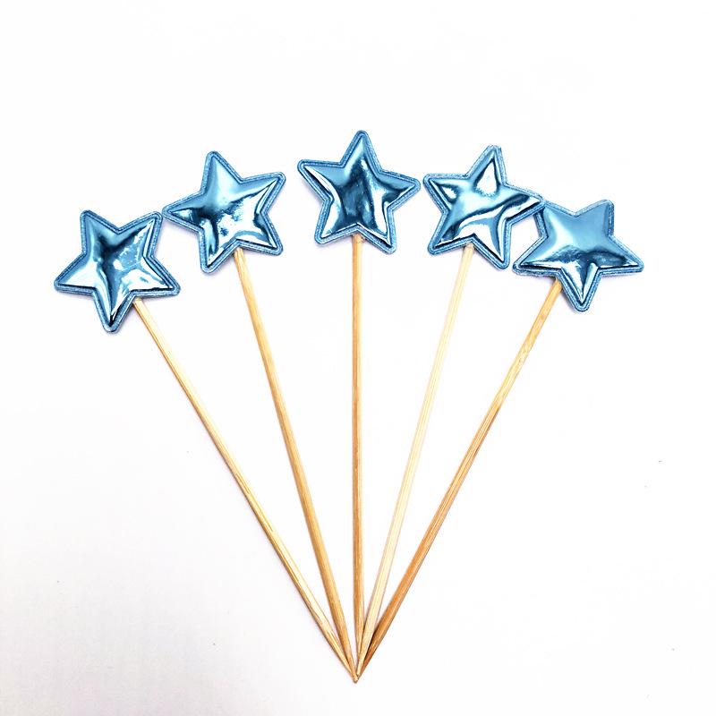 Large Glittery Leather Birthday Cake Topper Set: Heart, Star, Five-Pointed Star, and Crown