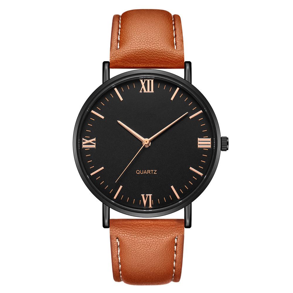 Men'S Roman Scale Ultra-Thin Quartz Belt Watch, Versatile Simple Casual Men'S Watch Student Watch