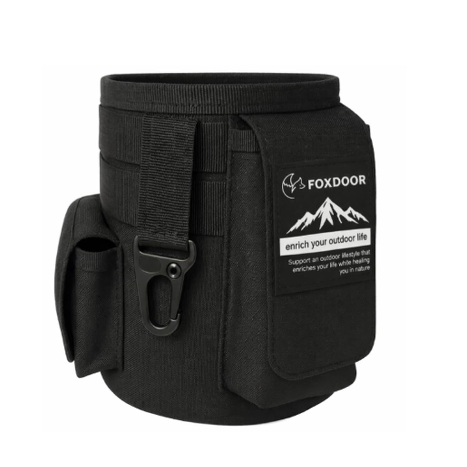 

FOXDOOR Growler Case for Ice Cover with 2 Side Cushioned Durable Camping Outdoor Use 1.9L Jug, Pockets, Carabiner, Bottom, Fabric, & (Black) чёрный