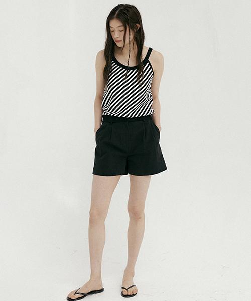 Lingseoul Striped Bias Knit Sleeveless-Black