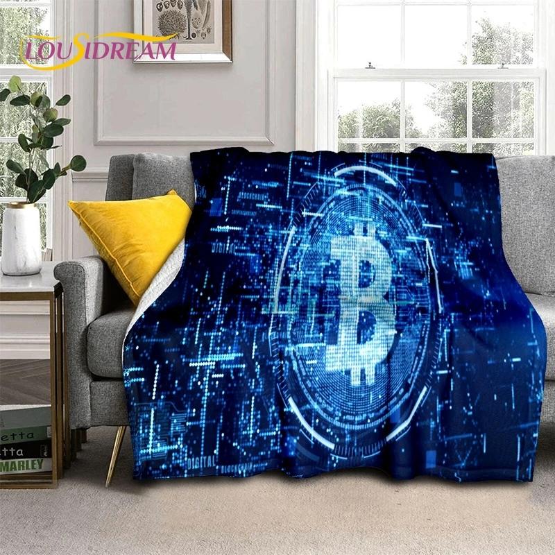 Bitcoin 3D Virtual Currency NFT Blanket,Soft Throw Blanket for Home Bedroom Bed Sofa Picnic Travel Office Cover Blanket Kid gift