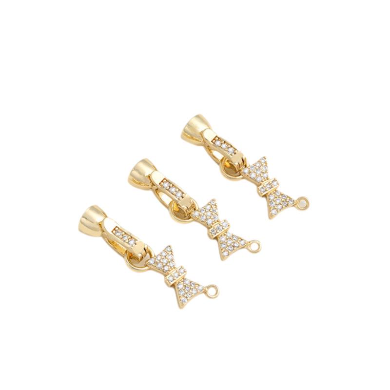 14K Goldgefüllter Zirkon Schleife Perlenverschluss für DIY Schmuck Halskette und Armband Verbinder