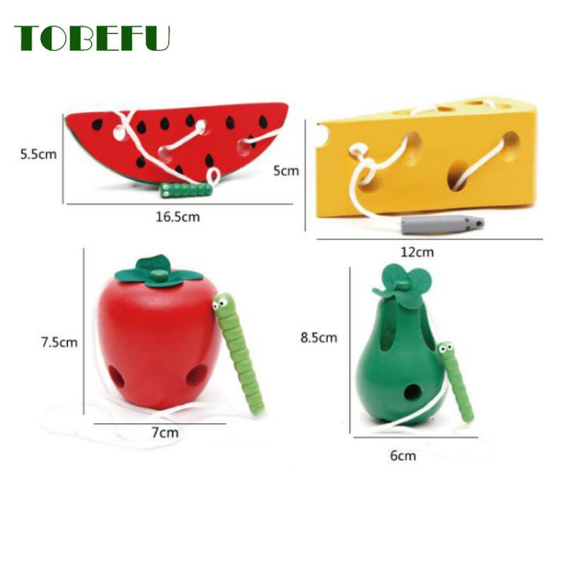 Kids Montessori Toy Worm Eat Fruit Wooden Puzzle Toy Fingers Flexible Training Twisting Worm Educational Toys For Children Gifts