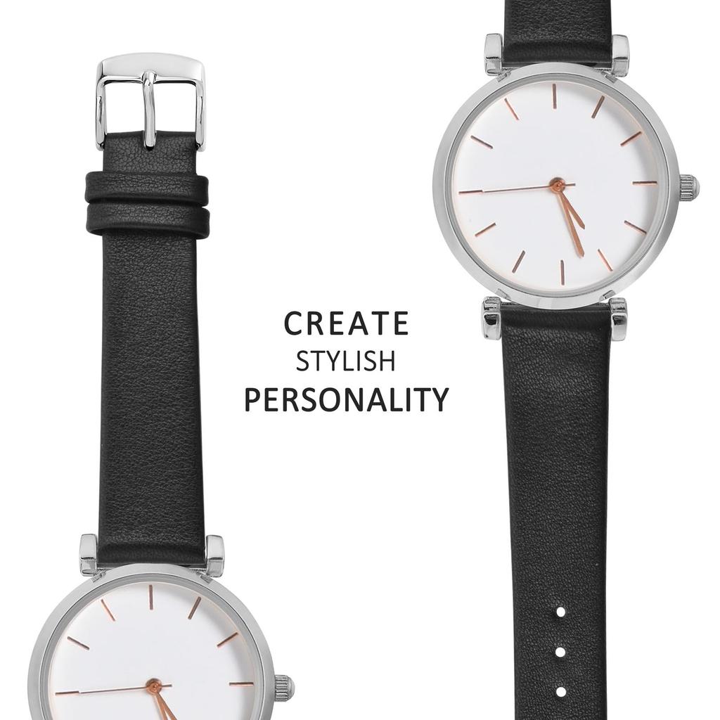 WOCCI Genuine Leather Watch Calf Black with Silver Buckle Band, 20mm, Leather,