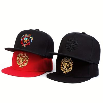 Baseballmütze mit Löwenstickerei für Männer und Frauen, Sommer, Outdoor, Sonnenhut, Hip-Hop, verstellbare Trucker-Mützen, Baumwolle, Snapback-Caps, flache Mütze