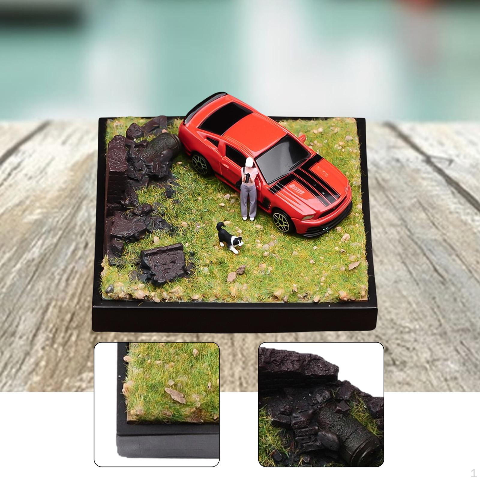 

1/64 Scale Miniature Scene Model Square Base Backdrop Simulation Collections Background Grassland