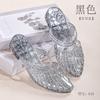 Baotou Sandals for Women Going Out In Summer Versatile Hollow Out Anti Slip Women's Thick Heel Crystal Slippers