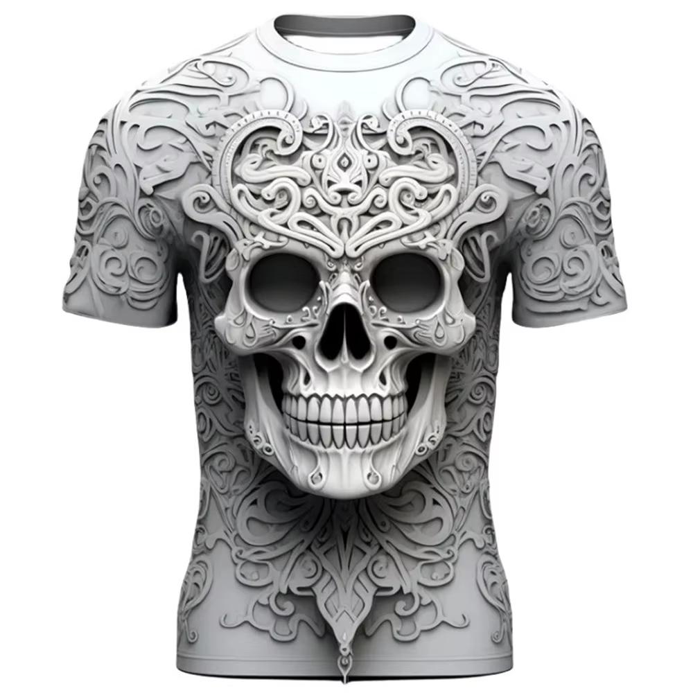 

Мужская футболка с коротким рукавом в стиле ретро, летний ужас, нежить, паук, череп, принт, свободная футболка, свободная одежда 6XL