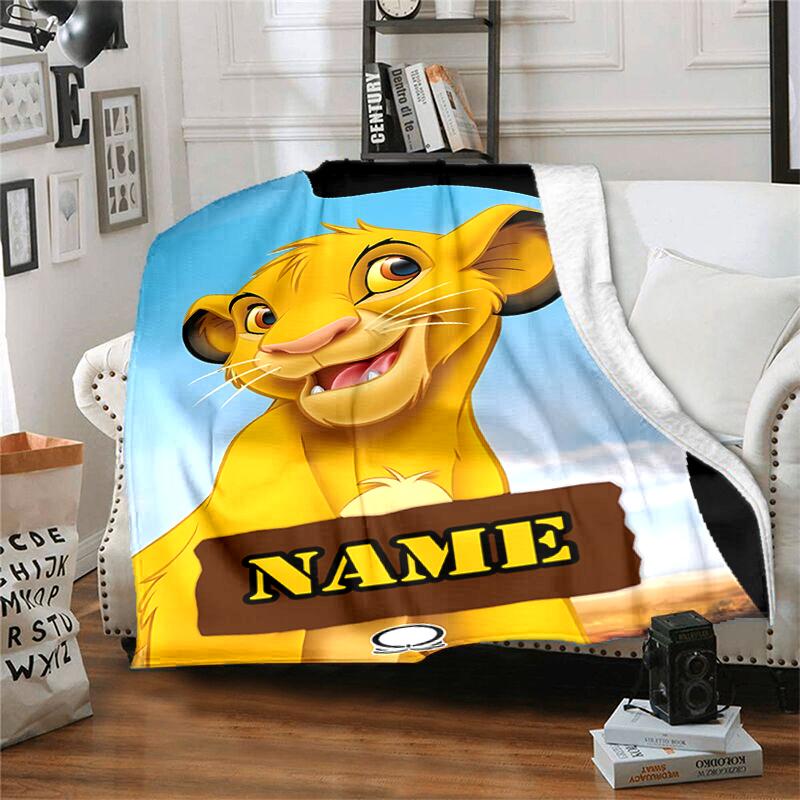 Customiz Name Personality Simba the Lion King Blanket Soft &Warm Sofa Office Bed Travel Lunch Break Blanket, Gift Suitable All Seasons