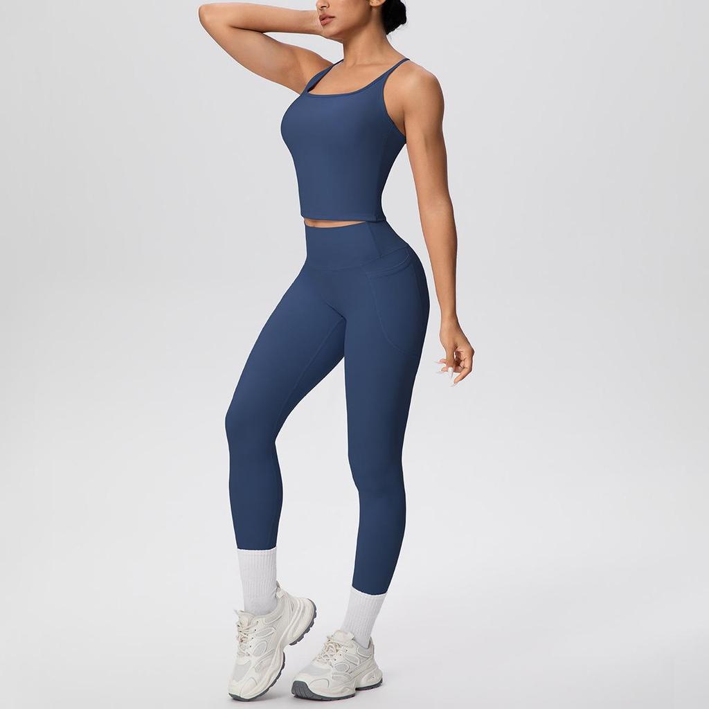 Cross-Strap Racerback Yoga Fitness Set with Hip-Lifting Pants