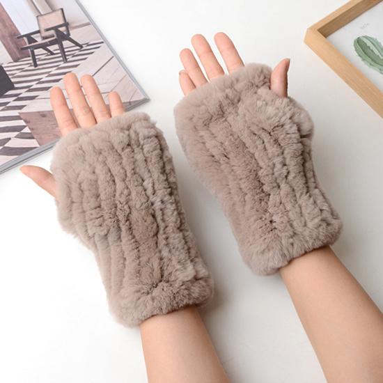 Neue Frauen 100% Echt Echte Gestrickte Rex Kaninchen Pelz Fäustlinge Winter Warme Dame Echtpelz Fingerlose Handschuhe Handgemachte Stricken Pelz handschuh