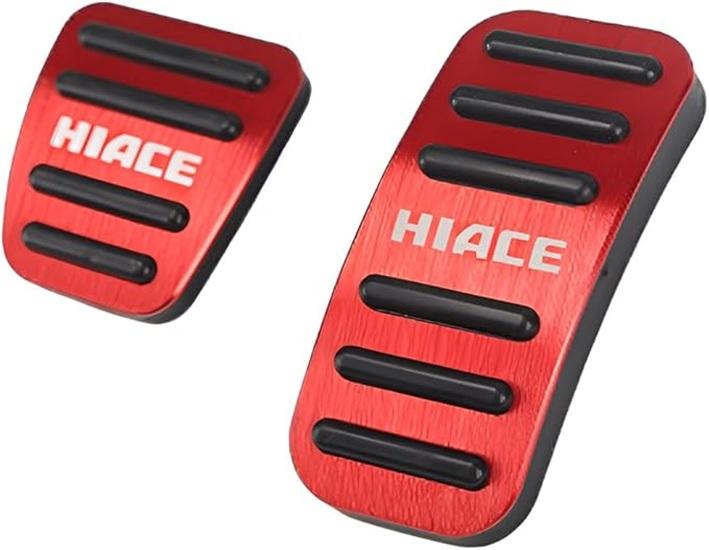 

SAWAKAKI Специально разработанные для Hiace 200 серии 1-го - 6-го поколения алюминиевые накладки на педали газа и тормоза, комплект из 2 штук с логотипом, (черный) красный