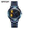 Sanda Men's Trendy Waterproof Quartz Watch with Cool Wheel Design