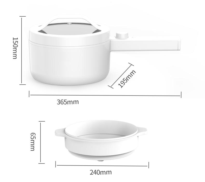 220V 1.5L Heim-Bratpfanne Kochtopf Tragbarer Elektrischer Multikocher Mini Elektrischer Hot Pot Mit Dampfeinsatz Für Reise Schule