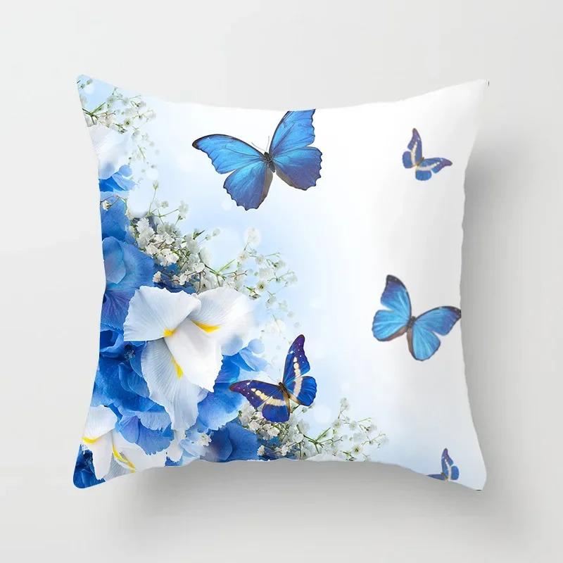 Butterfly Flower Pattern Decorative Pillowcase Car Sofa Square Cushion Pillowcase