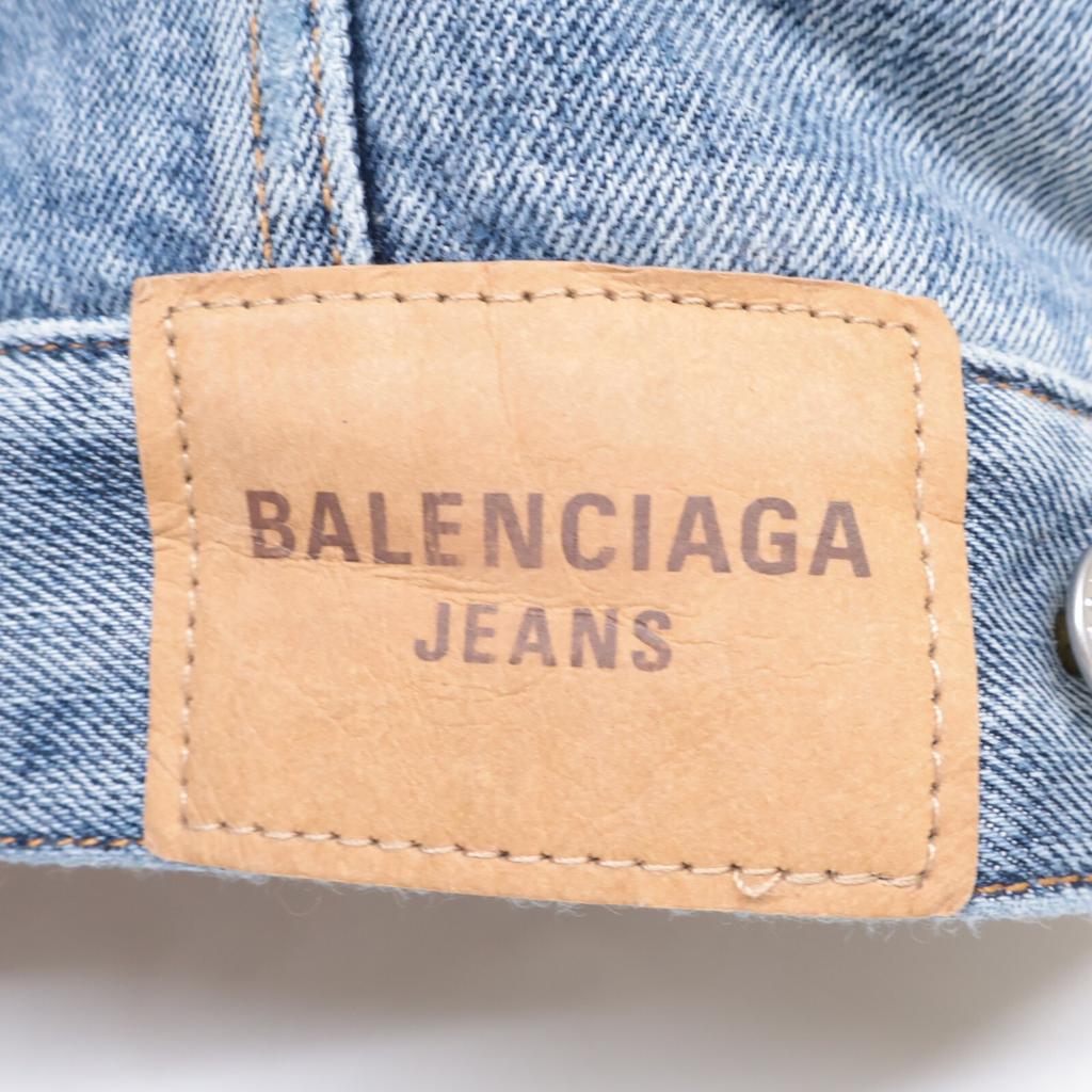 BALENCIAGA Domestic regular 657603 TJW73 Tiger Boa Distressed Denim Jacket 42 blueUsed