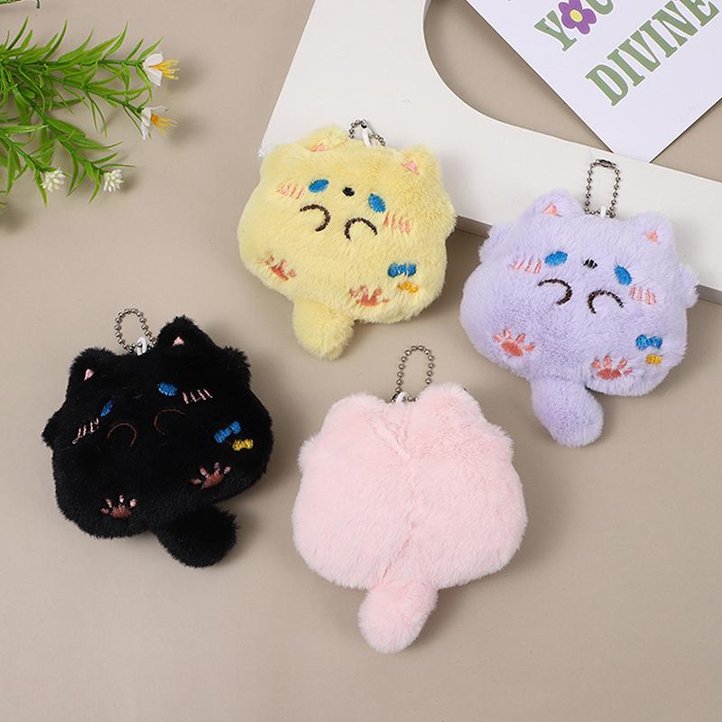 Krásná měkká plyšová klíčenka kreslená hračka pro panenku Plyšový přívěsek Kawaii Cat s ocasem
