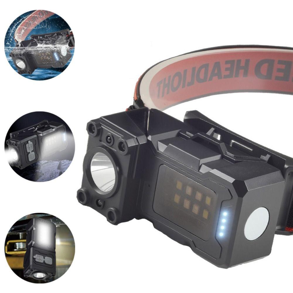 6 Lighting Modes Head Mounted Light USB Rechargeable Fishig Lantern Floodlight Headlamp  Night