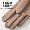 Suede Gloves Women's Autumn and Winter Mink Fur Belt Windproof and Velvet Warm Touch Screen Outdoor Electric Vehicle Riding Gloves