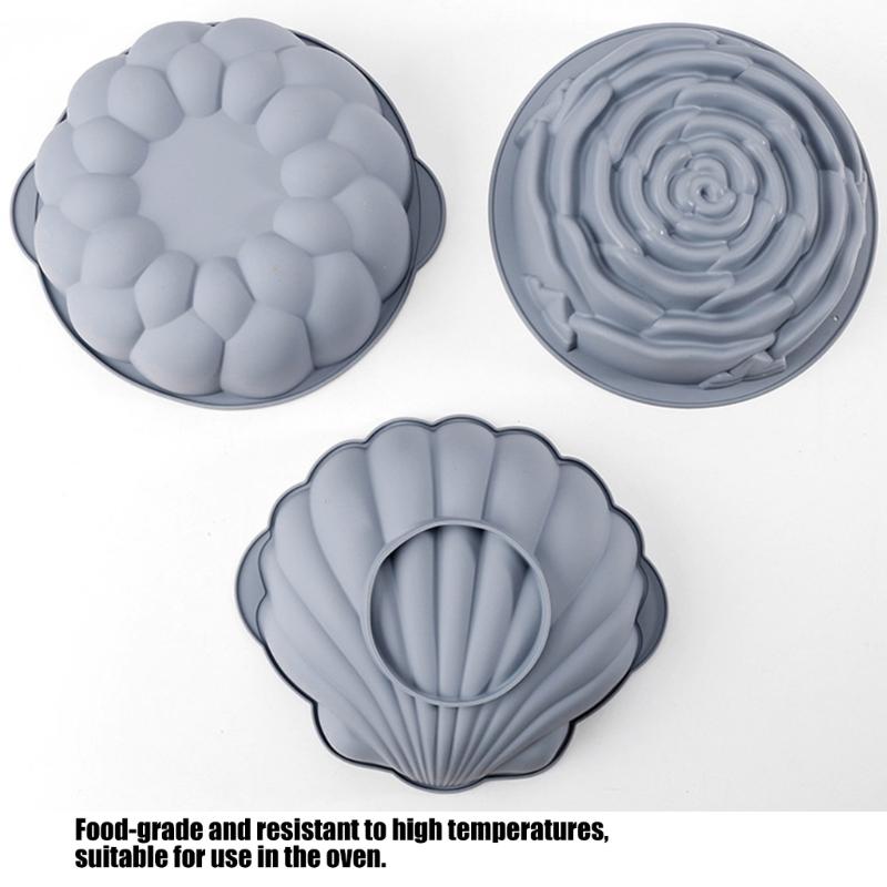 High Temperatures Resistant Silicone Chocolate Mould Shell and Flower Mousse Cake Molds Dessert Baking Accessories