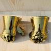 Medieval Steel Gothic Knight Golden Gloves, Battle Warrior Functional Gauntlets, Armour Gloves Crusader Accents Christmas Gift Item
