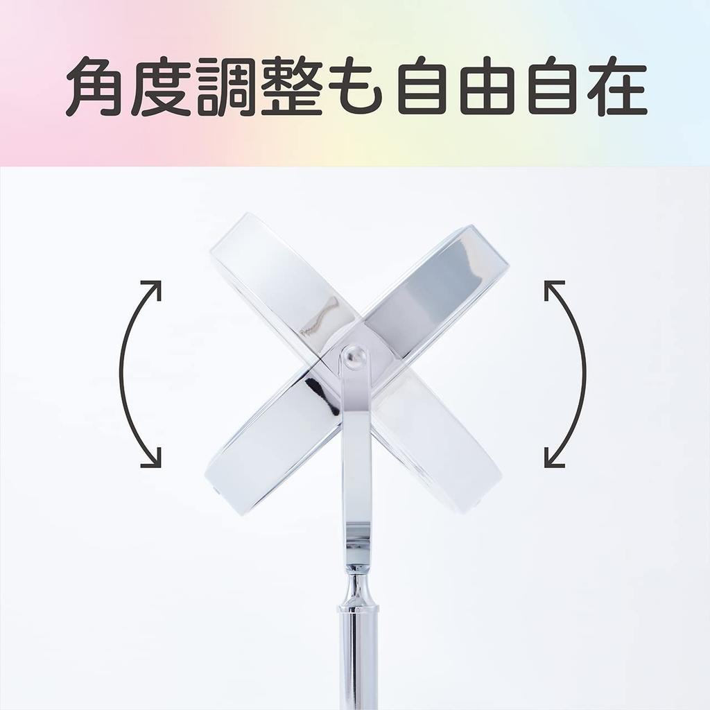 Koizumi LED Magnifying USB Tabletop Mirror, Glass, Dimmable, 136mm, Rechargeable, Type, Silver, KBE-3210/S