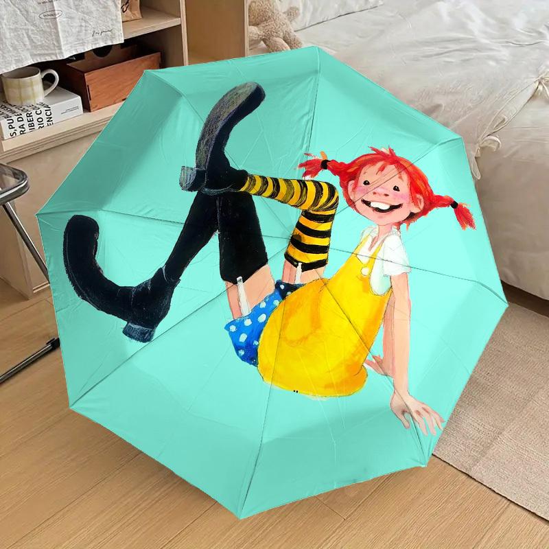 1pc Pippi Longstocking Themed High-quality Umbrella,Automatic Opening and Closing Umbrella,Multi-functional Umbrella G0811026