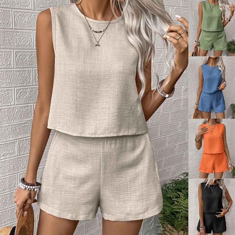 Women 2 Piece Outfits Tank Tops and Shorts Sleeveless Tops Shorts Suit Women