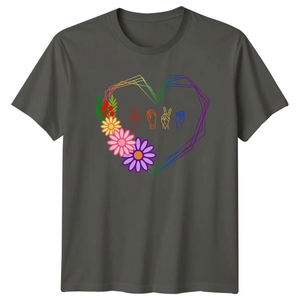 Love Unisexs TShirt ASL Love Sign Language Valentines Day Gift For Her S