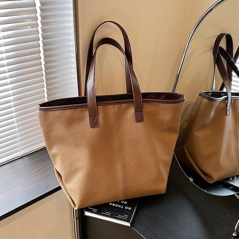 Casual Canvas Bag Large Capacity Women's Underarm Bag 2025 New Simple Tote Bag Versatile Shoulder Bag One Piece Dropship