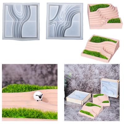 Silicone Mold Terrace Model Epoxy Mold Potted Plant Decoration Resin Mold Manual DIY Mold
