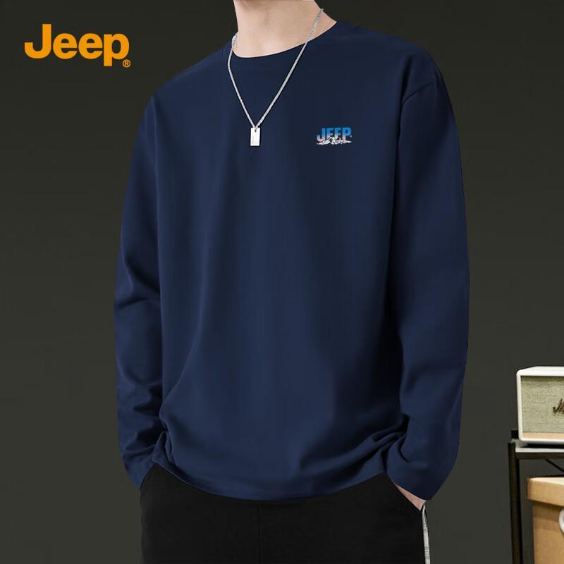 JEEP Men s Pure Cotton Round Neck Long Sleeve T-Shirt W L