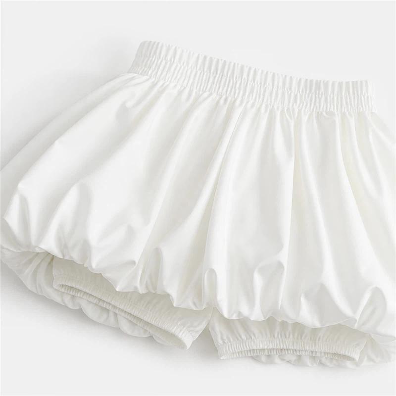 Hot Style Elastic Pocket Fluffy Flower Bud Skirt New Summer High Waist Lantern Black and White Pants Short Skirt