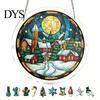 Home Window Hanging Ornament Christmas Acrylic Puzzle Suncatcher, Holiday Tree Snowman Stockings Red Bird Sun Catcher Stained Glass Art Kit
