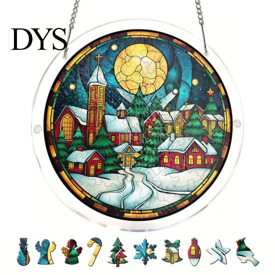 Home Window Hanging Ornament Christmas Acrylic Puzzle Suncatcher, Holiday Tree Snowman Stockings Red Bird Sun Catcher Stained Glass Art Kit