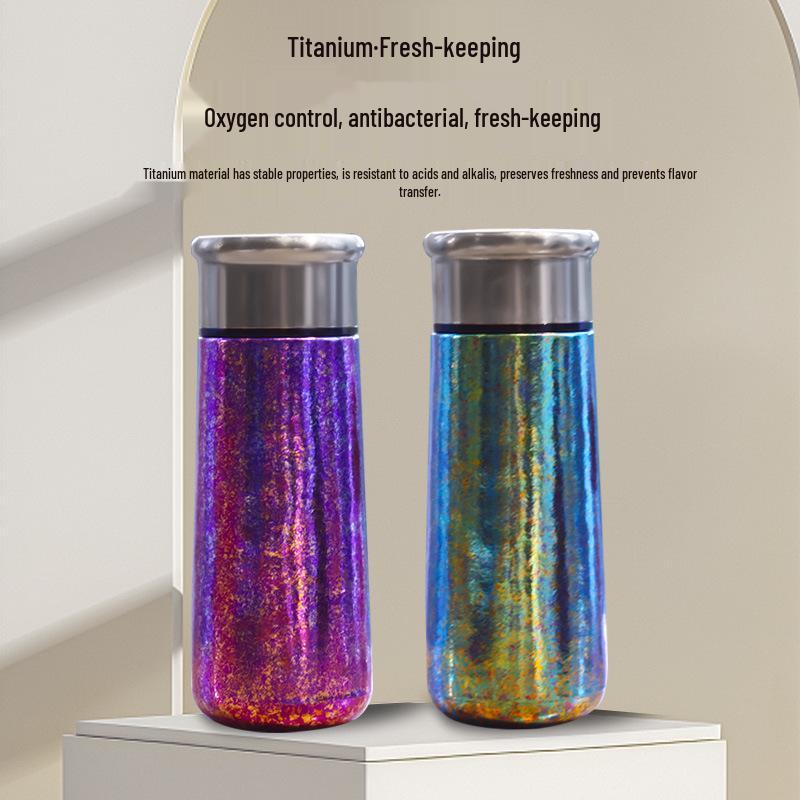 Vibrant Titanium Mini Thermos Cup - Portable, Stylish Travel Essential