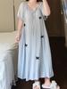 Women's Plus Size Summer Short-Sleeved Dress with Built-in Bra for Home or Outdoors