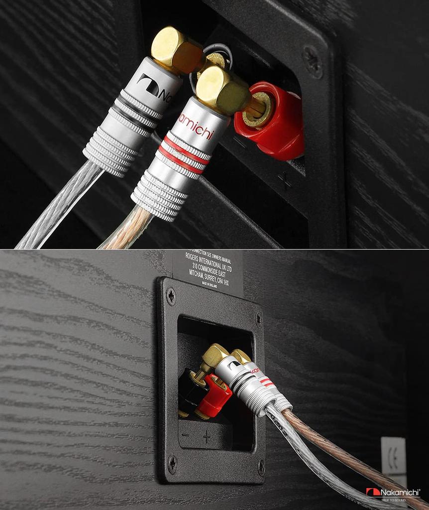 Nakamichi Excel Series 24K Gold Plated Banana Plugs 12 AWG 18 AWG Gauge Size 4mm Speaker Amplifier AV Stereo Home Theater Audio Wire Cable Screw