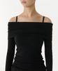 MUSINSA STANDARD WOMAN Women'S Tencel Turn Down Off-Shoulder Long Sleeve T-Shirt [Black]