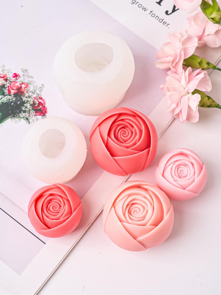 DIY Rose Ball Scented Candle Silicone Mold DIY Flower Chocolate Cake Handmade Soap Making Plaster Resin Mould Home Decor Gifts