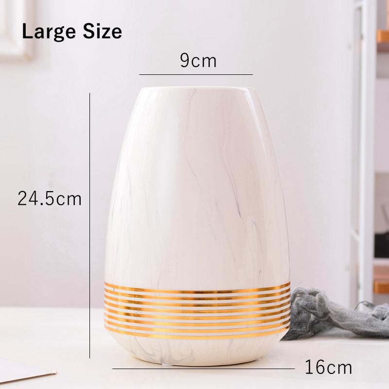 Marble Design Ceramic Vase Golden Circle Flower Vase Water Planting Container Centerpiece Home Decoration Wedding Gift