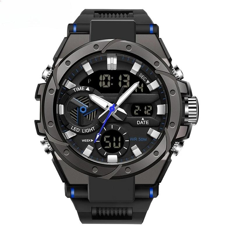 

LED Digital Shockproof Sports Waterproof Mens Wristwatches G-Style Military Quartz Watch for Men Dual Display Relogio
