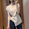 French Style V Neck Short Sleeve Slim Fit Casual Commute Blouse For Women