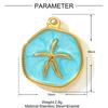 3pcs/Lot Stainless Steel Enamel Starfish Round DIY Charms Palm Tree Fishtail Necklace Pendants Woman Summer Holiday Jewelry