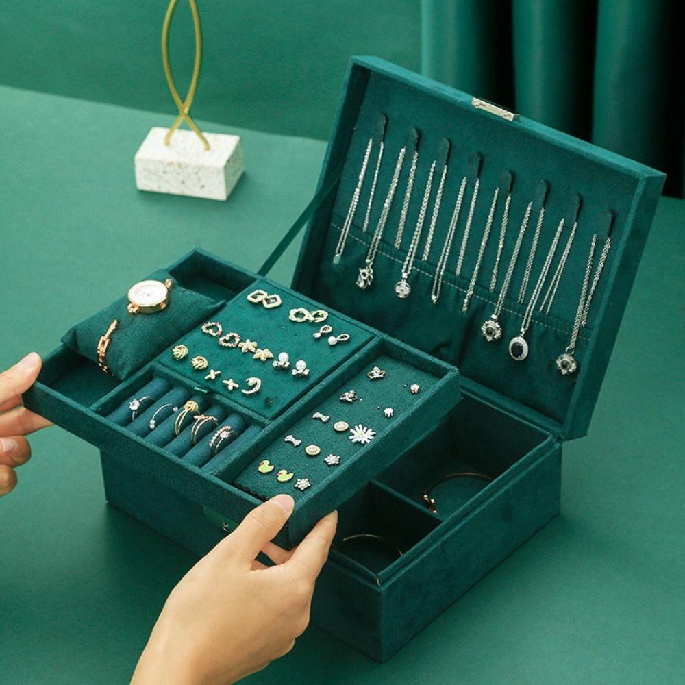 

Двухслойный органайзер для ювелирных изделий, держатель для демонстрации ювелирных изделий, хранение колец/ожерельев/браслетов розовый