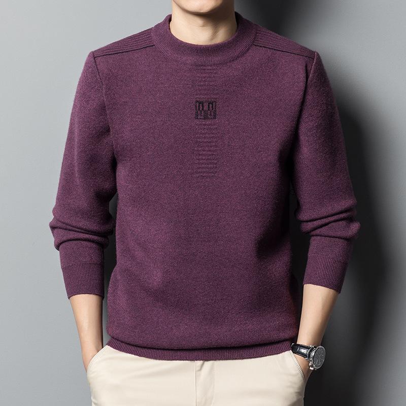 

Новый вязаный мужской свитер с защитой от скатывания, длинный рукав, круглый вырез, нижняя рубашка, осенне-зимний повседневный вязаный пуловер 3XL